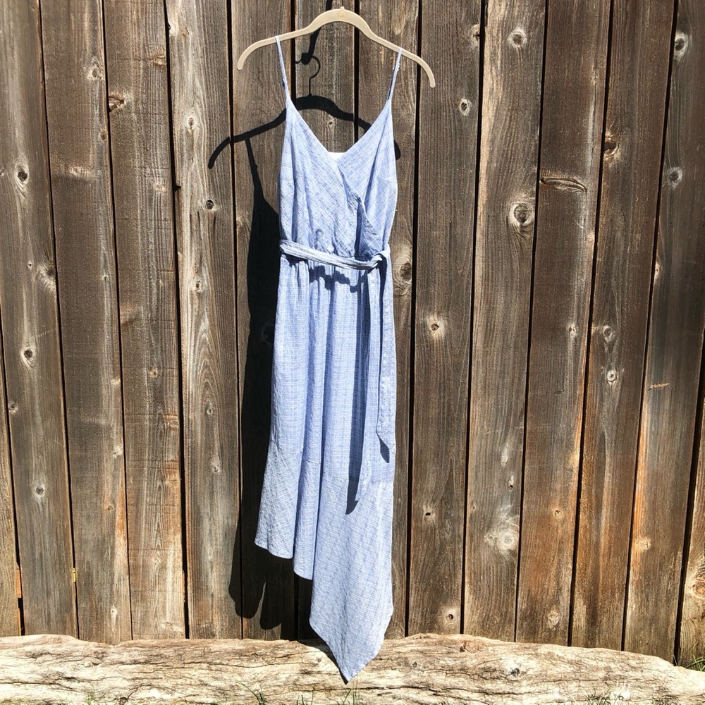 Universal Thread asymmetrical maxi tie waist blue dress size medium